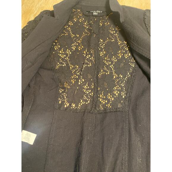 Insight Black Lace Blazer - Rose Button Detail - Size 6 - Picture 5 of 11